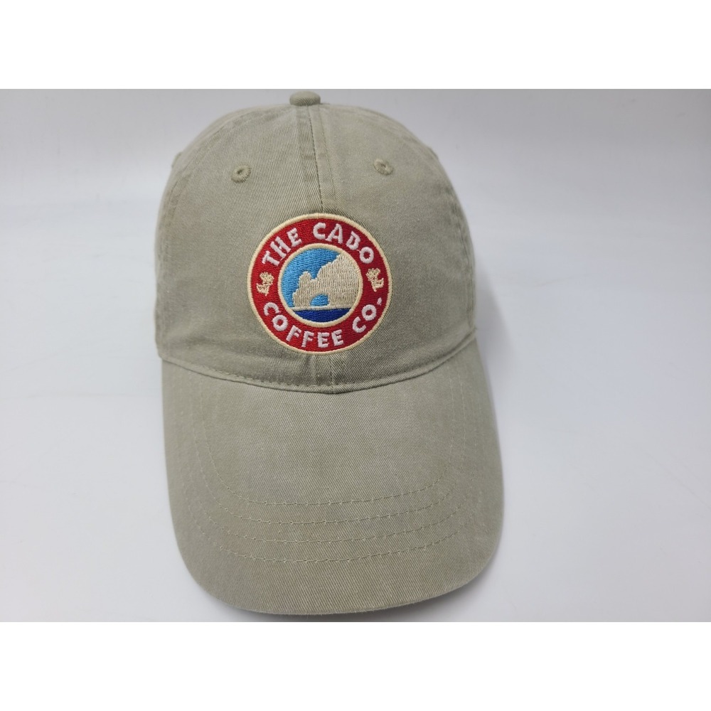 The Cabo Coffee Co Company Death Before Decaf Strapback Adjustable Hat Cap Beige